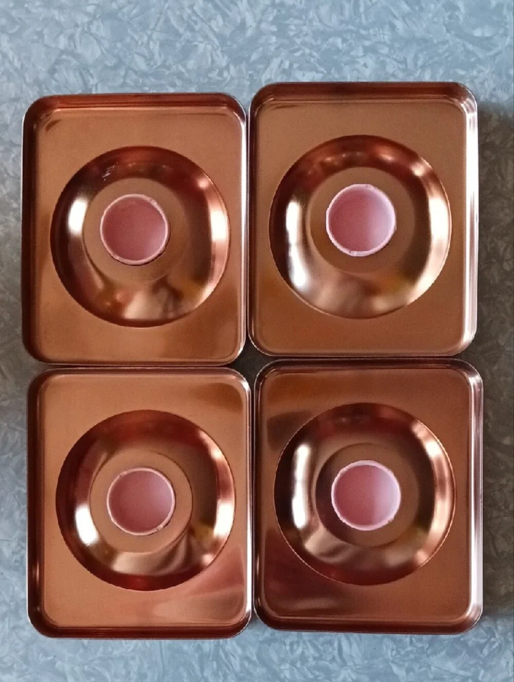 Vintage~ Pink & Copper Kitchen Canister Set - Sugar, Flour, Coffee, Tea